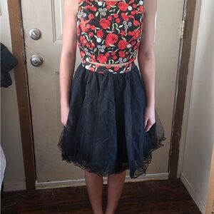 Narianna Red and Pink Fit and Flare Skirt for Weddings